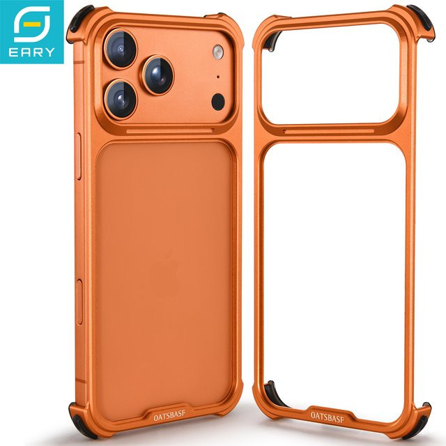 Eary Metall-Handyhülle für iPhone 17 Pro und iPhone 17 Pro Max in Orange, Rahmenloser Bumper-Schutz mit Stoßfestigkeit und Anti-Fall-Funktion - Bild 1