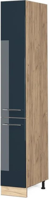 Vicco Apothekerschrank Fame-Line Dunkelblau Hochglanz und Goldkraft Eiche mit Soft-Close-Türen, B/T/H: 206,8 x 57,2 x 30,0 cm - Bild 1