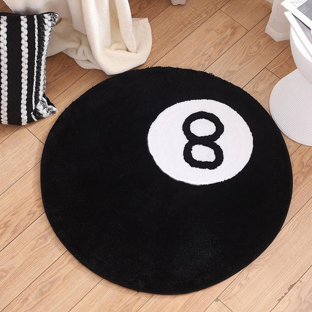 Runder Teppich in Schwarz und Weiß mit abstraktem Grafikdesign, rutschfest und pflegeleicht, Durchmesser: 100 cm - Bild 1