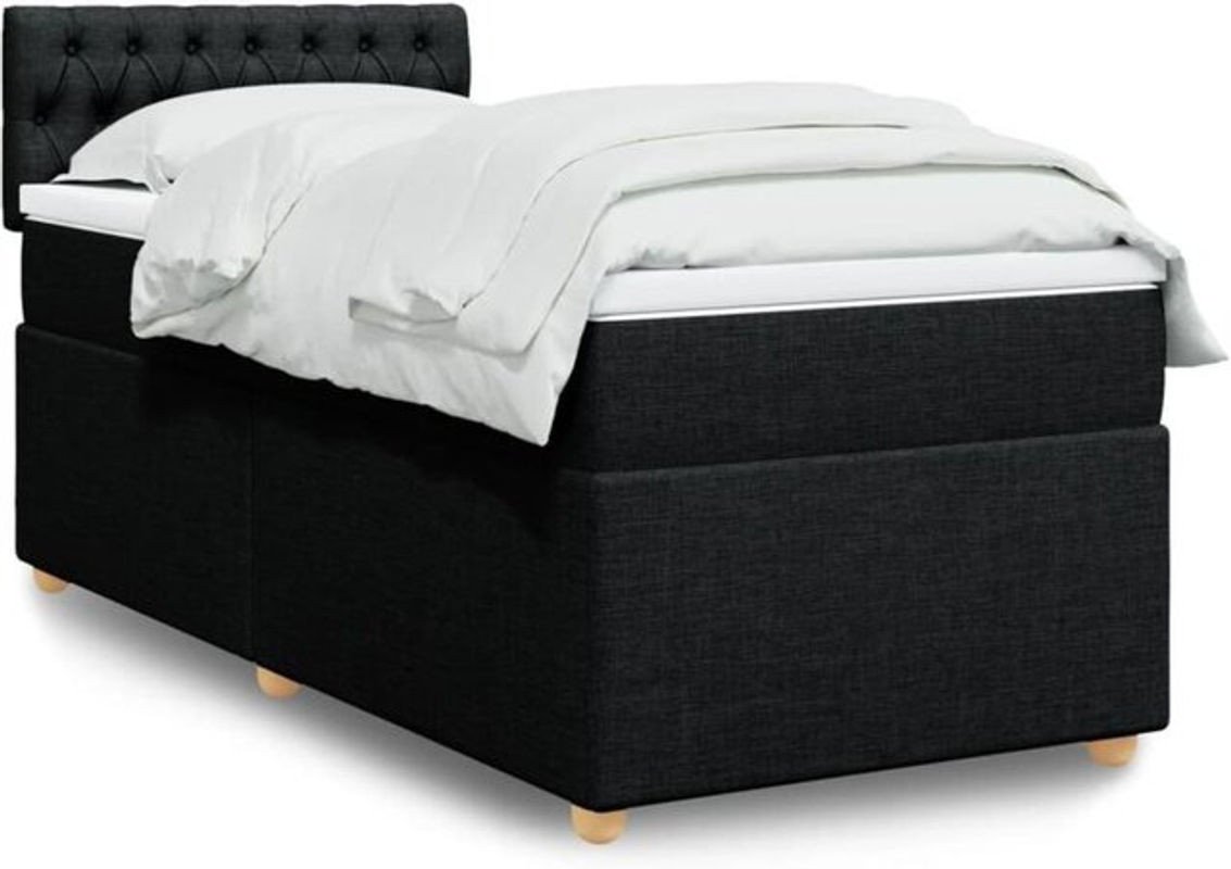 vidaxl Boxspringbett mit Matratze in Schwarz und Weiß aus Stoff und Holzwerkstoff, Modernes Design, B/T/H: 190 x 100,5 x 90 cm - Bild 1