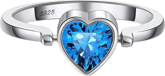 Ring 925 Silber, vergoldet, Rosa Pfirsichherz, Damen - Bild 1