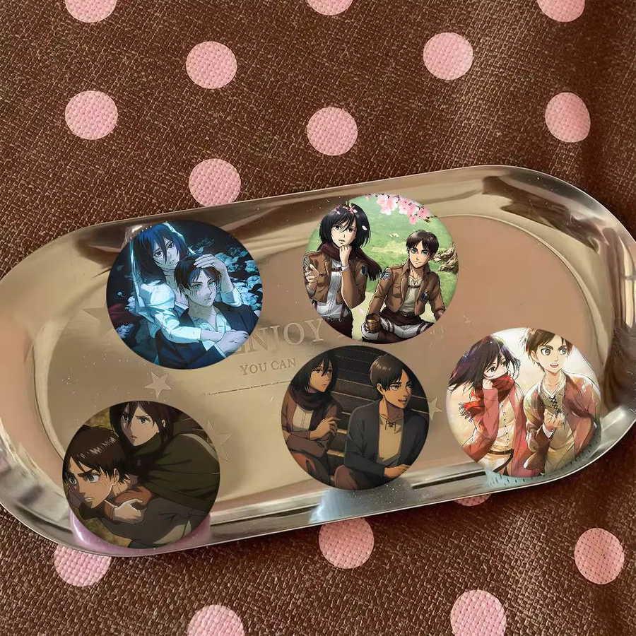 Bilibili Brosche Anime Mikasa Ackerman Eren Yeager, Rundes Abzeichen - Bild 2