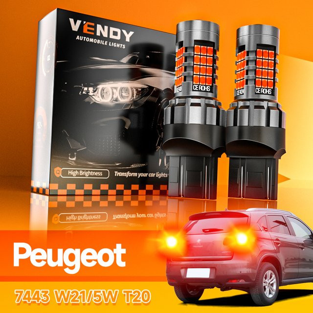 2 Stück LED Bremslicht Lampe W21/5W 7443 T20 Canbus Fehlerfrei für Peugeot 4007 und 4008 - Bild 1