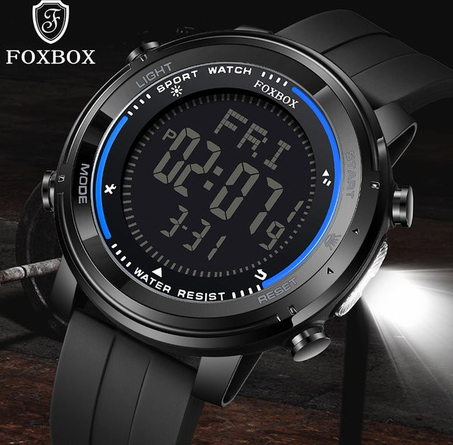FOXBOX Armbanduhr, Analog-Digital, Quarz, Silikon, Schwarz, Herren - Bild 1