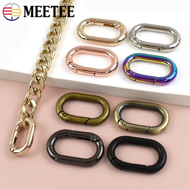 Meetee Metall-Karabinerhaken Set mit O-Ring und Federkarabiner für Taschenriemen und Schlüsselanhänger, Gold und Multicolour, 13-40mm - Bild 2