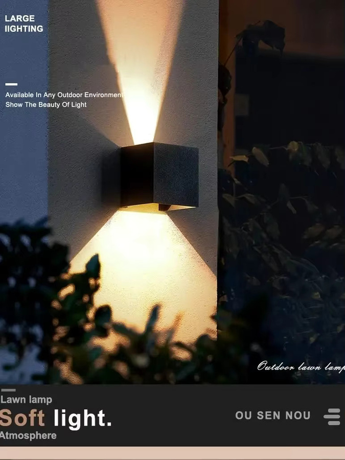 TRAZOS LED Außenwandleuchte Cube in Schwarz, moderne Up-Down Wandbeleuchtung aus Aluminium mit IP65 Wasserschutz und warmweißem Licht - Bild 5