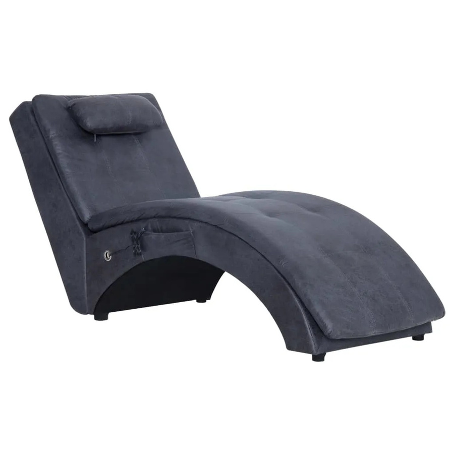 vidaXL Massage Chaiselongue mit Kissen in Grau aus Kunstwildleder mit verstellbarer Kopfstütze und ergonomischer Form - Bild 2