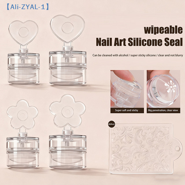 JETTING Nagelstempel mit Silikonkopf, Herz- und Blumenform - Bild 1