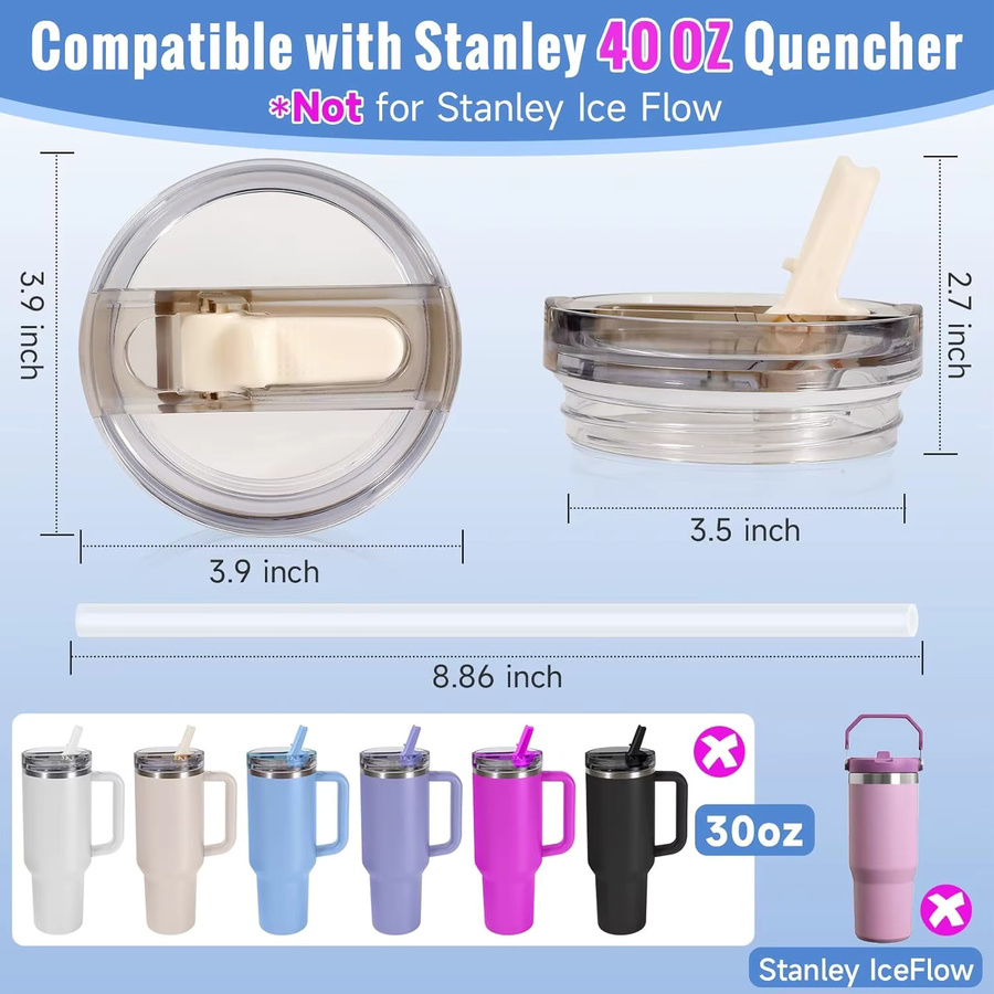Stanley Flip-Strohhalm-Deckel mit Auslaufschutz für 40oz Tumbler in Schwarz und Transparent - Bild 2