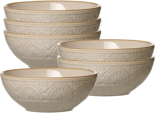 Ritzenhoff & Breker Speiseteller Omara aus Keramik, Beige, 6er Set, Durchmesser: 15,5 cm - Bild 1