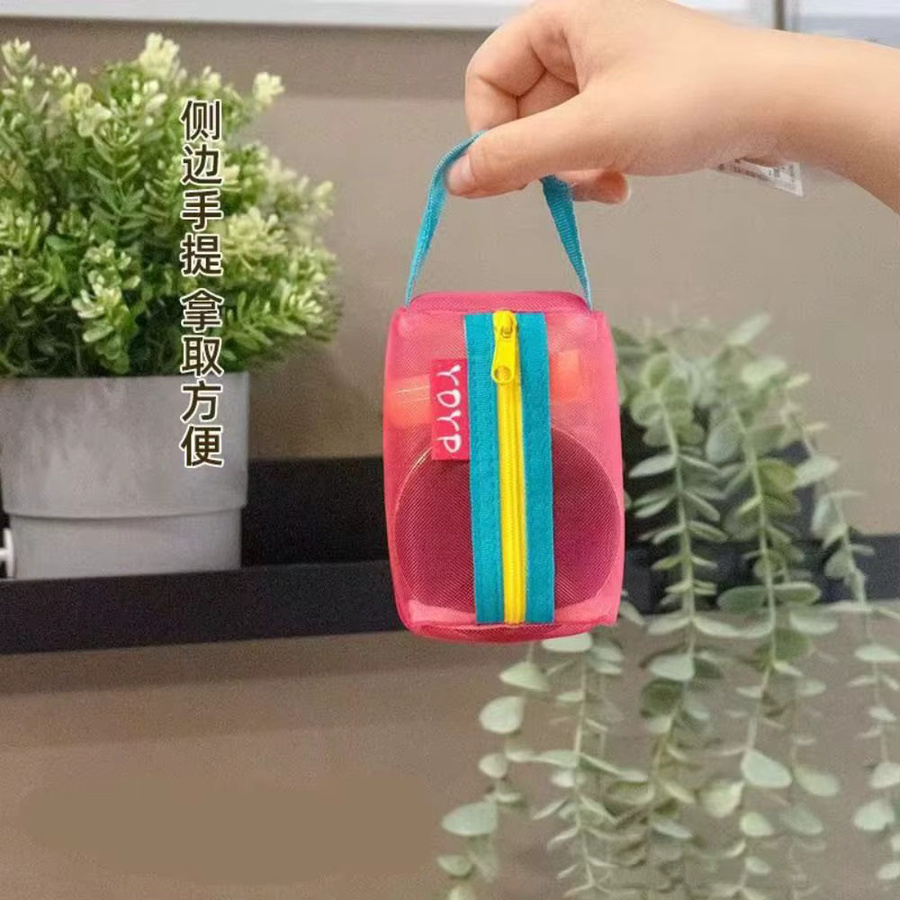 Tragbare Mesh-Mäppchen Geldbörse in Schwarz mit Reißverschluss zur Organisation von ID, Kreditkarten und Kosmetik - Bild 3