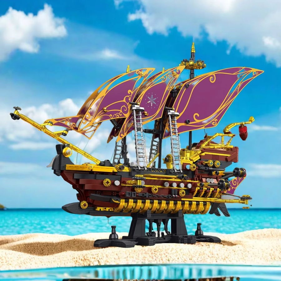 CETYL Piratenschiff Bausteine Set in Lila mit 2077 Teilen als Modell zum Zusammenbauen aus Kunststoff - Bild 2