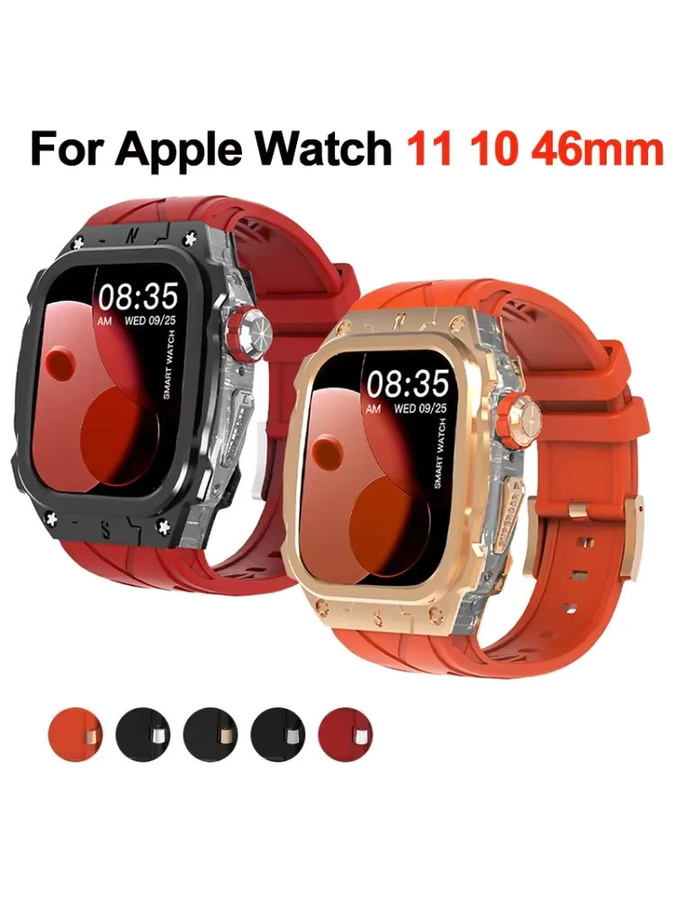 FancyWrist Uhrenarmband Silikon, Metallgehäuse, Herren, Apple Watch 11 10 46 mm - Bild 7