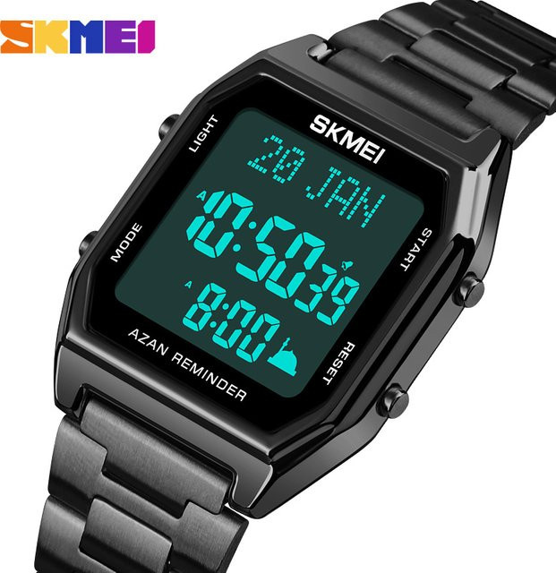 Skmei Digitaluhr, Chronograph, Edelstahl, Schwarz, Silber, Herren - Bild 1