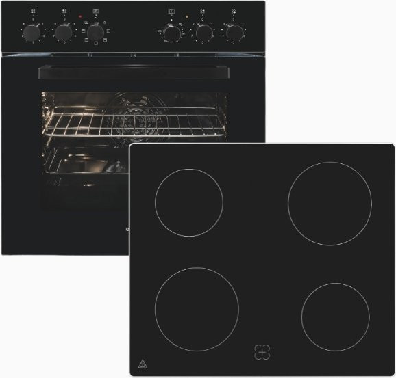 Exquisit Herd-Set EHE256-U-020 in Schwarz mit Glaskeramik-Kochfeld und Einbaubackofen - Bild 1