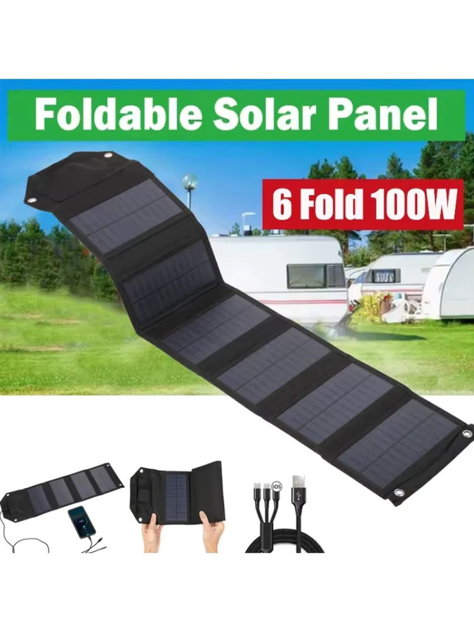 VIKEFON Klappbares Solarpanel mit 60 W oder 100 W Leistung und USB-A Anschluss in Schwarz für Outdoor, Camping und Wandern - Bild 7