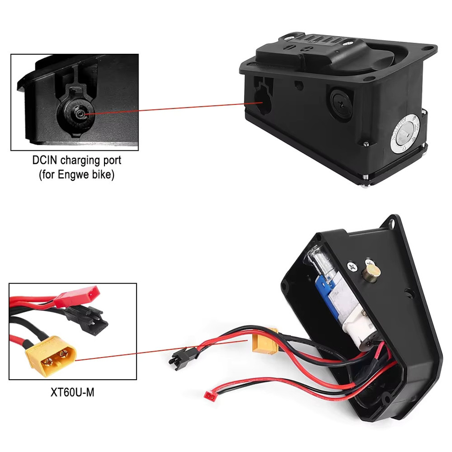 Engwe E-Bike Batterie Anschlussplatte mit seitlicher Entladung für DCH-009 ALX009 in Schwarz - Bild 4