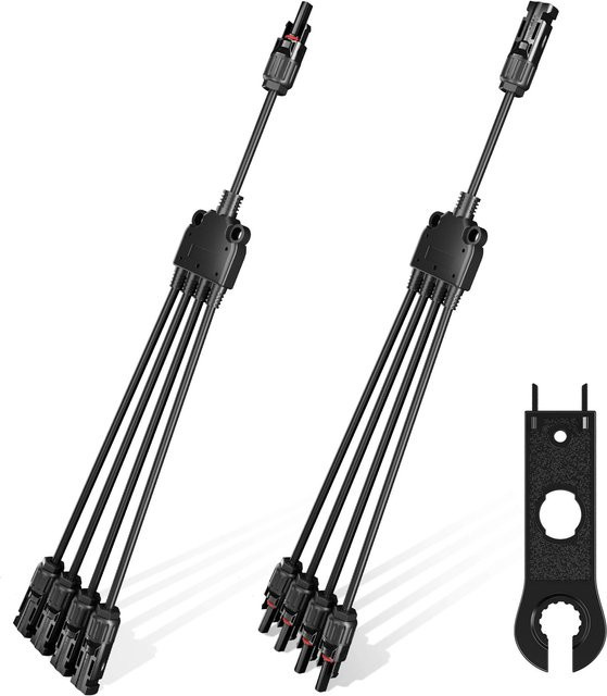 OYMSAE Solar-Y-Abzweig-Adapter 1 auf 4 Parallel-Anschluss-Set in Schwarz mit M/FFF- und F/MMM-Steckern, UL-zertifiziert und wetterfest - Bild 1