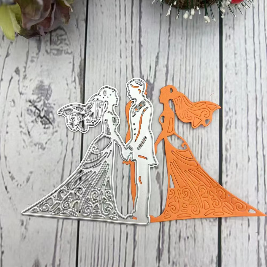 Metall-Stanzform Braut und Bräutigam für Hochzeits-Scrapbooking und DIY-Kartenherstellung in Silber - Bild 2