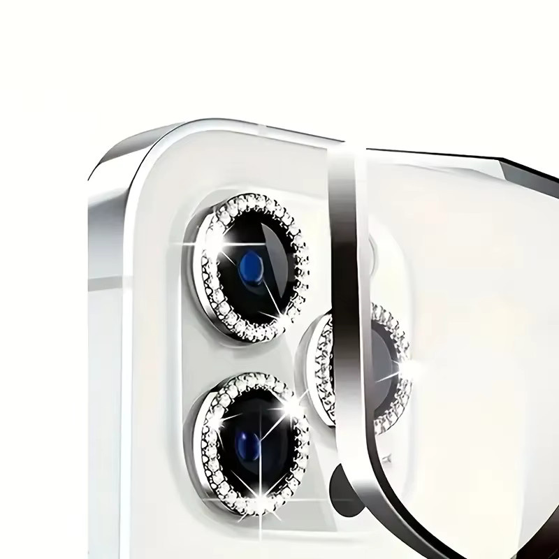 Diamant-Metall-Schutzglas Set für Apple iPhone Kameralinsen in Silber - Bild 3