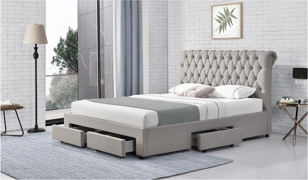 HTI-Line Bett Claire gepolstert Grau B/T/H: 140 x 200 cm