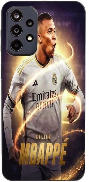 Maniacase Handyhülle für Samsung Galaxy A23 5G mit Kylian Mbappe Real Madrid Wallpaper in Schwarz und Weiß - Bild 1