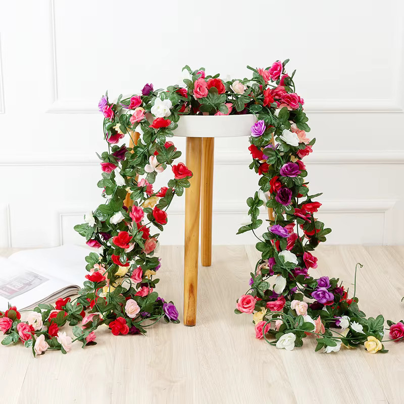 XIAOYINMO Künstliche Rosen Girlande in Blau für Dekorationen zu Hochzeit, Valentinstag und im Garten - Bild 2