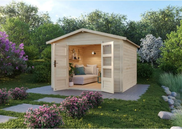 Karibu Holz-Gartenhaus Tessin 2 in Natur mit Boden B/T/H: 300 x 300 cm - Bild 1