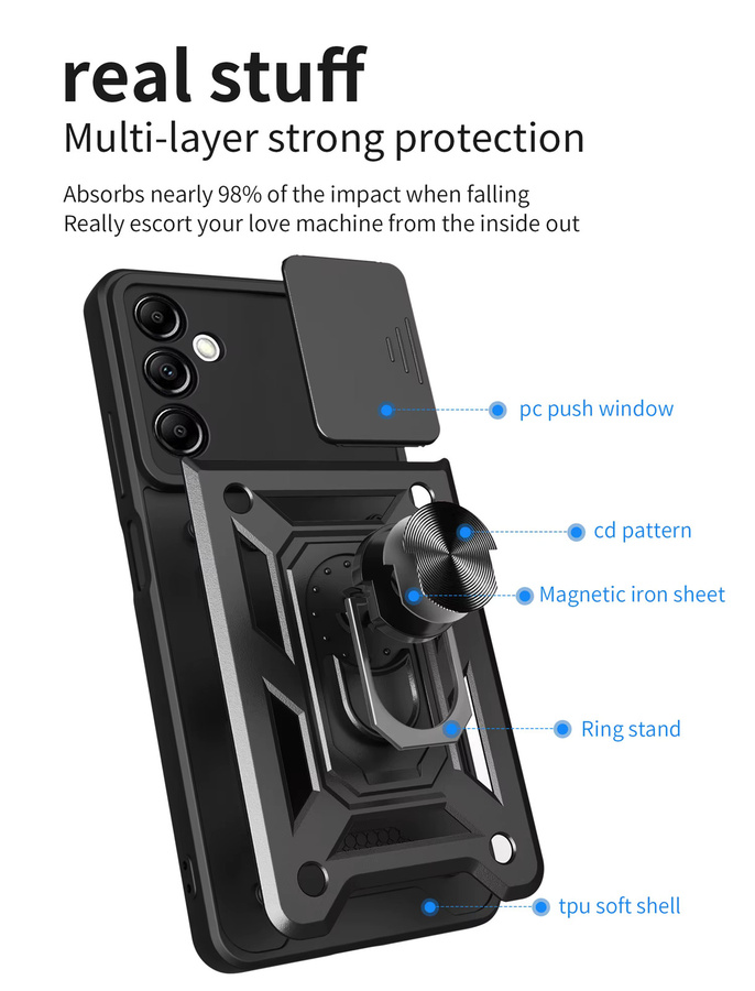 Armor Protective Cove Galaxy A14 5G Slide Camera Lens Case für Samsung Galaxy A14 5G mit Military Grade Bumper in Schwarz oder Grün - Bild 6