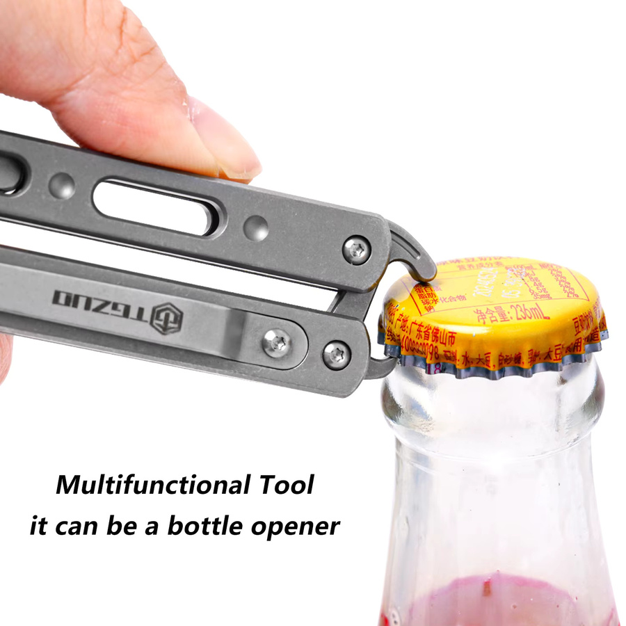 TGZUO Multifunktionales EDC-Werkzeug aus Titanlegierung mit klappbarem Griff und Taschenflaschenöffner für Outdoor-Einsätze - Bild 3