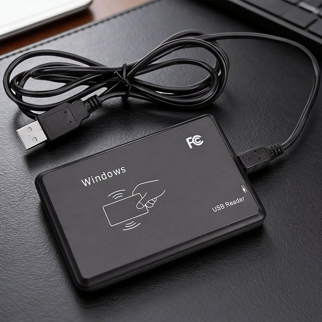 VODOOL Dual-Frequenz RFID-Kartenleser mit USB-C-Anschluss für 13,56 MHz und 125 kHz sowie NFC in Schwarz - Bild 1