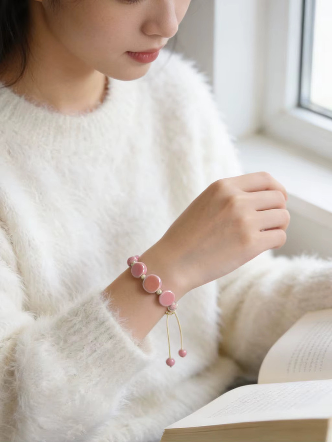 Midofare Armband, Keramik, rosa, Perle, Damen - Bild 2
