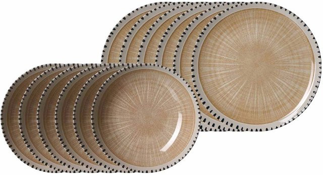 Ritzenhoff & Breker Tafelservice Natura 12-teilig aus Keramik in Beige - Bild 1