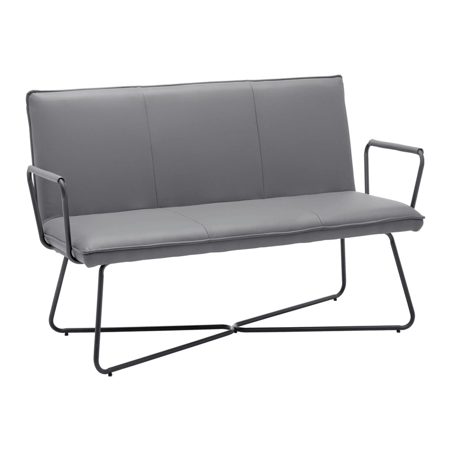 Bessagi Home Sitzbank Bosco Grau Lederlook gepolstert mit Metallgestell B/T/H: 140 x 62 x 62 cm - Bild 2