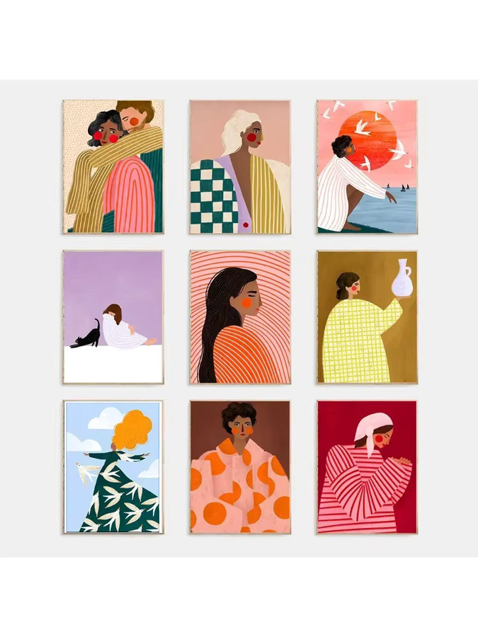 Potdemiel Leinwand Poster mit buntem Streifenmuster und geometrischer Illustration in Multicolour - Bild 2