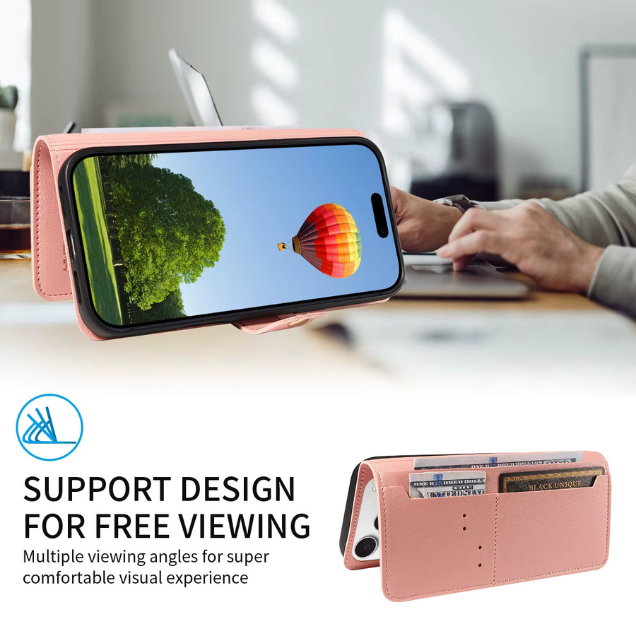 EAACAA Leder Wallet Handyhülle für Samsung Galaxy S25 S24 S23 S22 S21 S20 S10 S9 S8 Edge Plus FE Ultra Note20 in Beige und Pink - Bild 2
