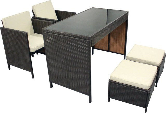 FLORABEST 5-teiliges Loungeset aus Polyrattan mit Polsterkissen und pulverbeschichtetem Stahlgestell - Bild 1