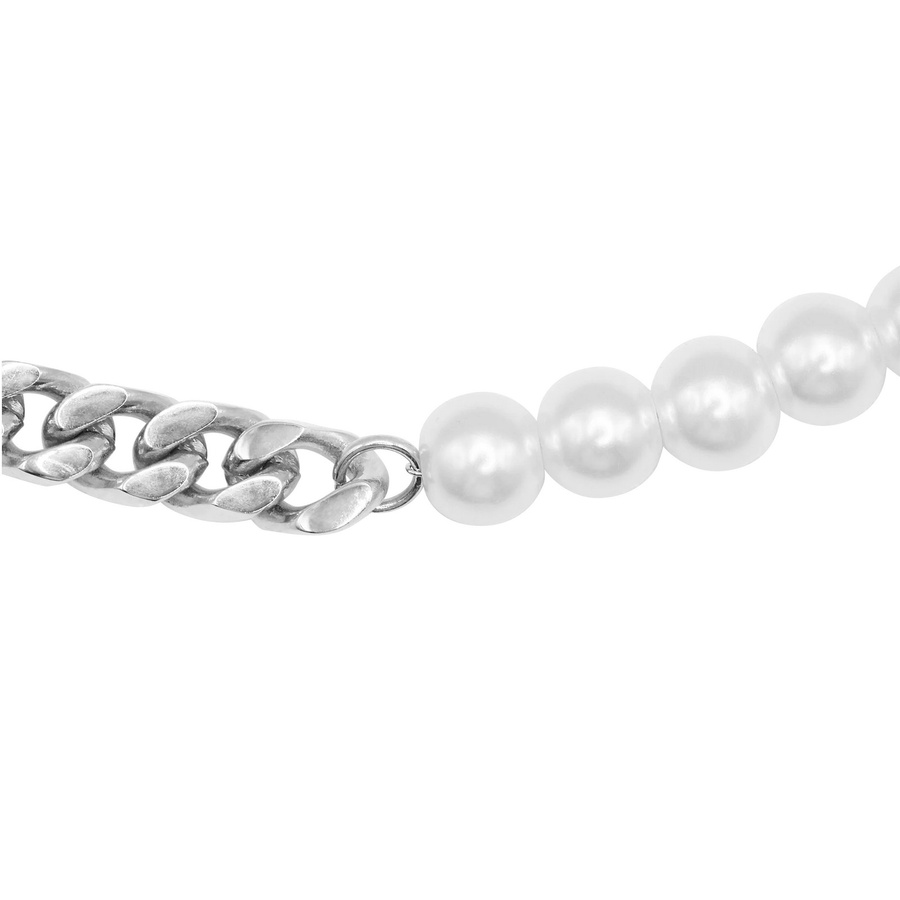 Vanez Kette Edelstahl, Silber, Perle, Damen - Bild 1