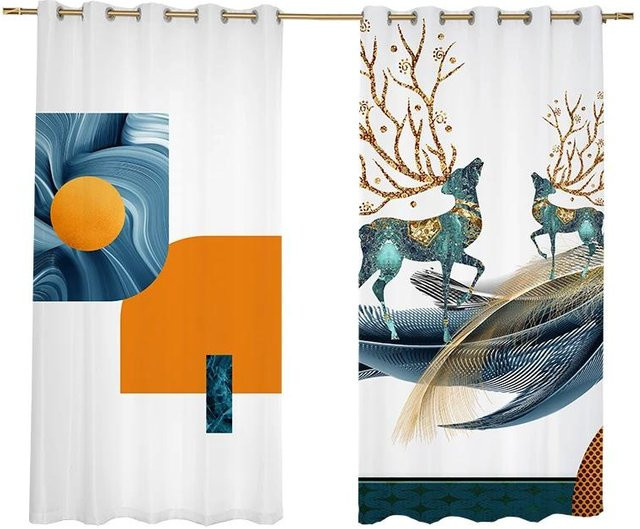 Yiran Furniture Vorhang mit Ginkgoblatt-Design in Weiß, modern und halbtransparent, B: 55 cm, H: 120 cm - Bild 1