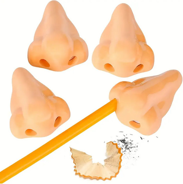 Kreativer Bleistiftspitzer in Nasenform aus Kunststoff in Beige für Kinder und als Partyartikel - Bild 1