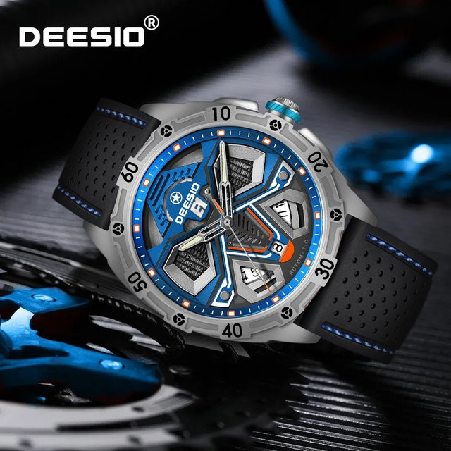 Deesio Armbanduhr, Automatik, Edelstahl, Saphirglas, Blau, Herren - Bild 1