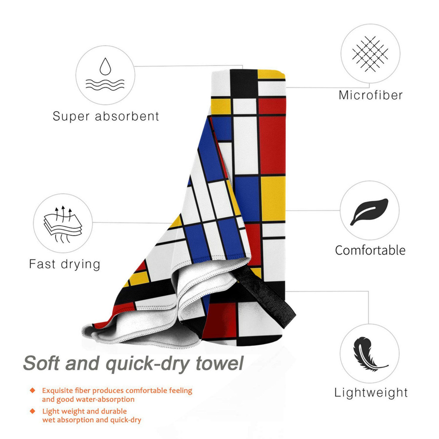 Ka Chen Muxi Strandtuch Piet Mondrian aus Mikrofaser, schnelltrocknend und saugfähig, weiß/mehrfarbig, B: 30 cm, H: 60 cm - Bild 5