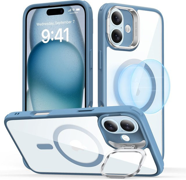 ESR MagSafe Hülle für Apple iPhone 16 Classic Hybrid Kickstand Transparent Blau - Bild 1