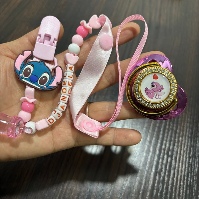 Disney Baby Schnuller mit passender Kette in Pink - Bild 1