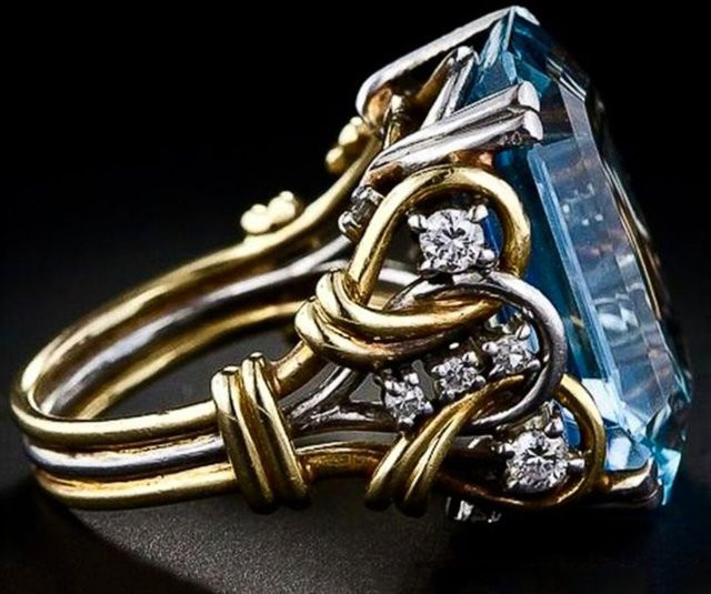 Huitan Ring, Bicolor, blaue Zirkonia, Damen - Bild 1