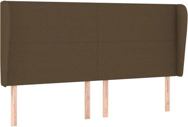 vidaXL Kopfteil mit Ohren in Dunkelbraun aus Stoff, B/T/H: 203 x 23 x 118/128 cm - Bild 1