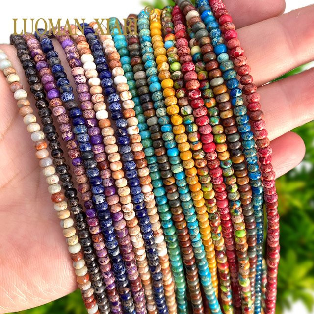 LUOMAN XIARI Perlen Naturstein Meeressediment Jaspis Rondelle, Bunt, Unisex - Bild 1