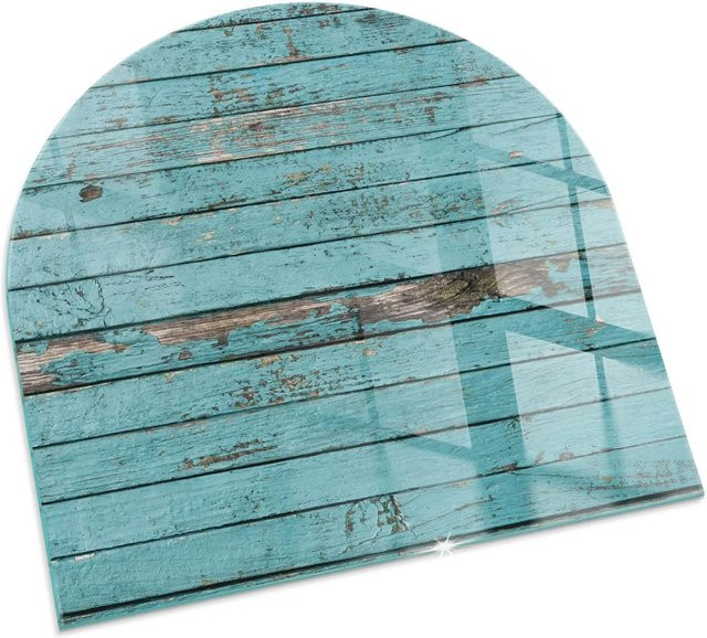 Tulup Glasbodenplatte für Kaminöfen im rustikalen Stil, Halbkreis, Türkis, B x T: 100 x 100 cm - Bild 1