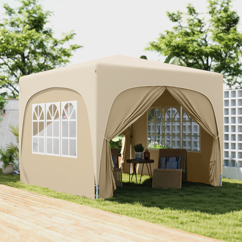 Outsunny Pavillon aus Metall in Sand mit Fenster, B/H/L: 300 x 273 x 300 cm - Bild 2