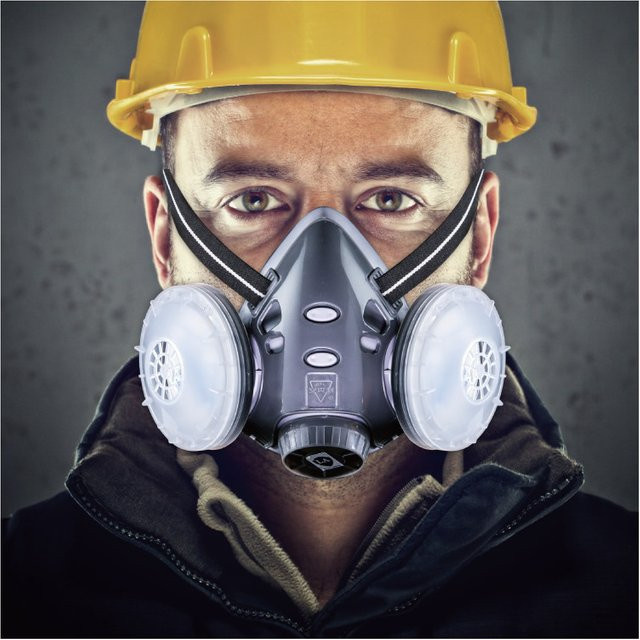 ELESESAFE Atemschutzmaske mit Dual-Baumwollfilter, wiederverwendbare staubdichte Halbgesichtsmaske für Schreiner und Bauarbeiter - Bild 1